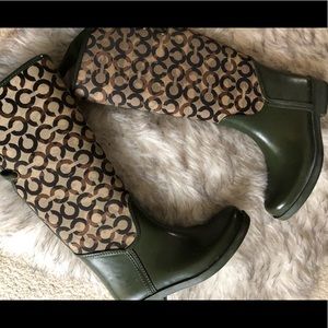 Olive Green Coach Rain Boots with lace up back (8)